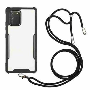 For Samsung Galaxy A31 Acrylic + Color TPU Shockproof Case with Neck Lanyard(Black)