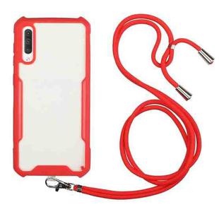 For Samsung Galaxy A50 / A30s / A50s Acrylic + Color TPU Shockproof Case with Neck Lanyard(Red)