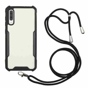 For Samsung Galaxy A50 / A30s / A50s Acrylic + Color TPU Shockproof Case with Neck Lanyard(Milk Grey)