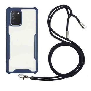 For Samsung Galaxy A91 / M80s / S10 Lite Acrylic + Color TPU Shockproof Case with Neck Lanyard(Dark Blue)