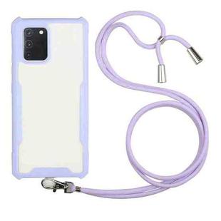 For Samsung Galaxy M31s Acrylic + Color TPU Shockproof Case with Neck Lanyard(Purple)