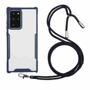 For Samsung Galaxy Note20 Ultra Acrylic + Color TPU Shockproof Case with Neck Lanyard(Dark Blue)