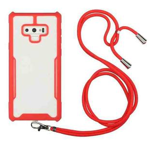 For Samsung Galaxy Note9 Acrylic + Color TPU Shockproof Case with Neck Lanyard(Red)