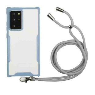 For Samsung Galaxy Note20 Acrylic + Color TPU Shockproof Case with Neck Lanyard(Milk Grey)