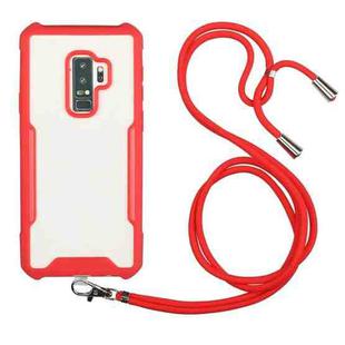 For Samsung Galaxy S9 Acrylic + Color TPU Shockproof Case with Neck Lanyard(Red)
