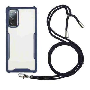 For Samsung Galaxy S20 Acrylic + Color TPU Shockproof Case with Neck Lanyard(Dark Blue)