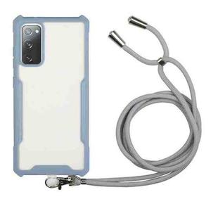 For Samsung Galaxy S20 FE Acrylic + Color TPU Shockproof Case with Neck Lanyard(Milk Grey)