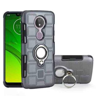 For Motorola Moto G7 Power EU Version 2 In 1 Cube PC + TPU Protective Case with 360 Degrees Rotate Silver Ring Holder(Grey)