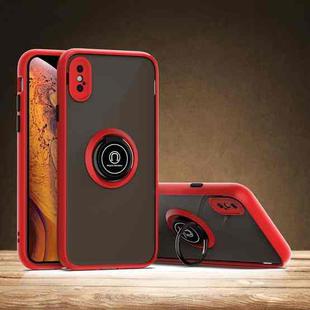 For iPhone X / XS Q Shadow 1 Generation Series TPU + PC Protective Case with 360 Degrees Rotate Ring Holder(Red)