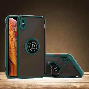 For iPhone X / XS Q Shadow 1 Generation Series TPU + PC Protective Case with 360 Degrees Rotate Ring Holder(Army Green)