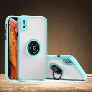 For iPhone X / XS Q Shadow 1 Generation Series TPU + PC Protective Case with 360 Degrees Rotate Ring Holder(Light Blue)