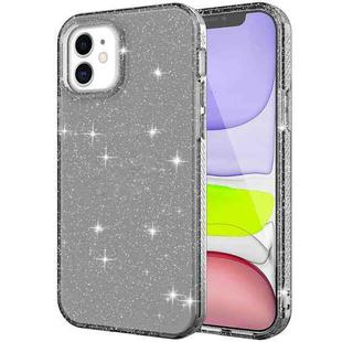 For iPhone 12 mini Transparent Glitter Powder Protective Case (Black)