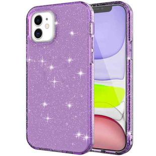 For iPhone 12 mini Transparent Glitter Powder Protective Case (Purple)