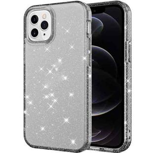 Transparent Glitter Powder Protective Case For iPhone 12 / 12 Pro(Black)