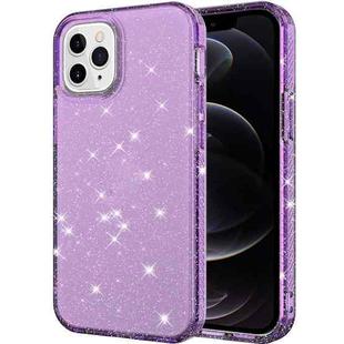 Transparent Glitter Powder Protective Case For iPhone 12 / 12 Pro(Purple)