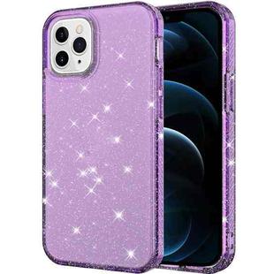 Transparent Glitter Powder Protective Case For iPhone 12 Pro Max(Purple)