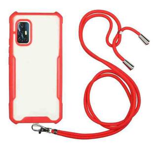 For vivo V17 (Indian Version) Acrylic + Color TPU Shockproof Case with Neck Lanyard(Red)