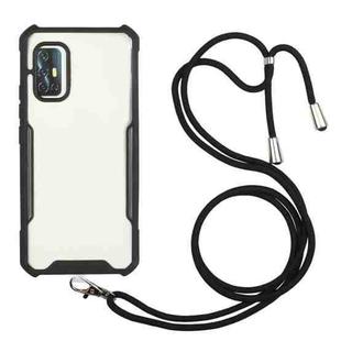 For vivo V17 (Indian Version) Acrylic + Color TPU Shockproof Case with Neck Lanyard(Black)