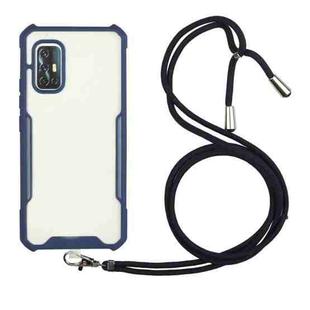 For vivo V19 (Indian Version) Acrylic + Color TPU Shockproof Case with Neck Lanyard(Dark Blue)