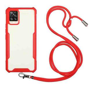 For vivo V20 Acrylic + Color TPU Shockproof Case with Neck Lanyard(Red)