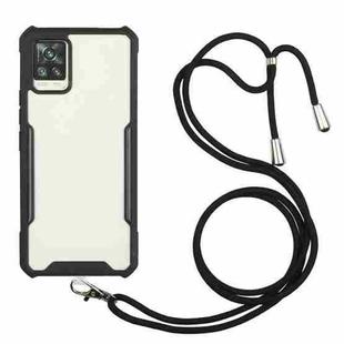 For vivo V20 Acrylic + Color TPU Shockproof Case with Neck Lanyard(Black)