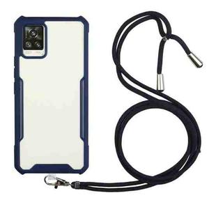 For vivo V20 Acrylic + Color TPU Shockproof Case with Neck Lanyard(Dark Blue)