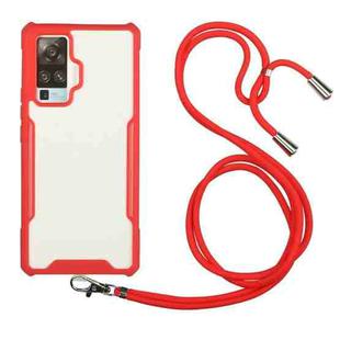 For vivo X50 Pro Acrylic + Color TPU Shockproof Case with Neck Lanyard(Red)