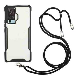 For vivo X50 Pro Acrylic + Color TPU Shockproof Case with Neck Lanyard(Black)