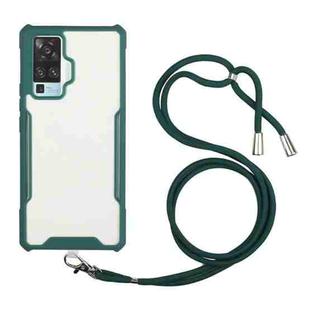 For vivo X50 Pro Acrylic + Color TPU Shockproof Case with Neck Lanyard(Dark Green)