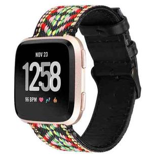 For Fitbit Versa Ethnic Style Genuine Leather  Watch Band(Colorful)