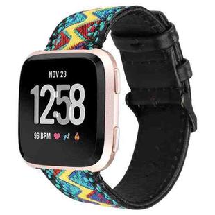 For Fitbit Versa Ethnic Style Genuine Leather  Watch Band(Fresh)