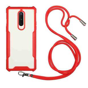 For OnePlus 8 Acrylic + Color TPU Shockproof Case with Neck Lanyard(Red)