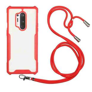 For OnePlus 8 Pro Acrylic + Color TPU Shockproof Case with Neck Lanyard(Red)