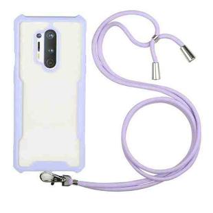 For OnePlus 8 Pro Acrylic + Color TPU Shockproof Case with Neck Lanyard(Purple)
