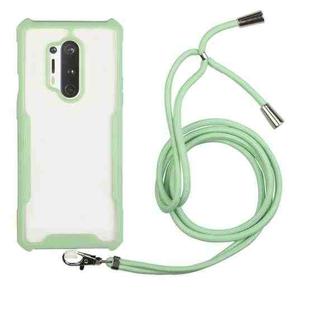 For OnePlus 8 Pro Acrylic + Color TPU Shockproof Case with Neck Lanyard(Avocado)