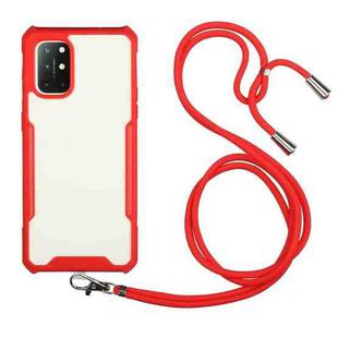 For OnePlus 8T Acrylic + Color TPU Shockproof Case with Neck Lanyard(Red)