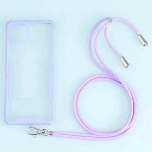 For OPPO A15 Acrylic + Color TPU Shockproof Case with Neck Lanyard(Purple)