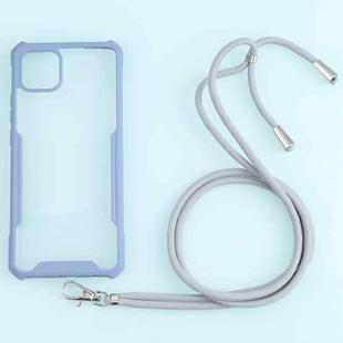 For OPPO A15 Acrylic + Color TPU Shockproof Case with Neck Lanyard(Milk Grey)