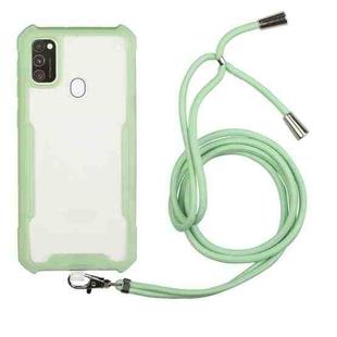 For OPPO A53 2020 / A32 / A33 Acrylic + Color TPU Shockproof Case with Neck Lanyard(Avocado)