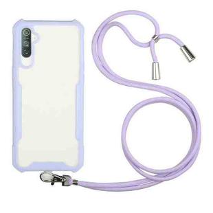 For OPPO Realme C3 Acrylic + Color TPU Shockproof Case with Neck Lanyard(Purple)
