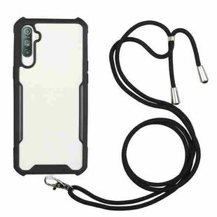 For OPPO Realme C3 Acrylic + Color TPU Shockproof Case with Neck Lanyard(Black)