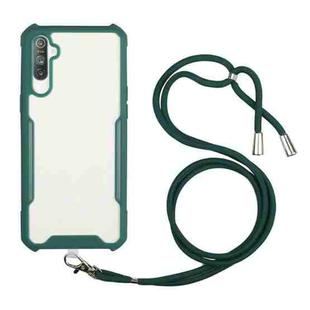 For OPPO Realme C3 Acrylic + Color TPU Shockproof Case with Neck Lanyard(Dark Green)