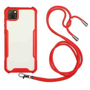 For OPPO Realme C11 Acrylic + Color TPU Shockproof Case with Neck Lanyard(Red)