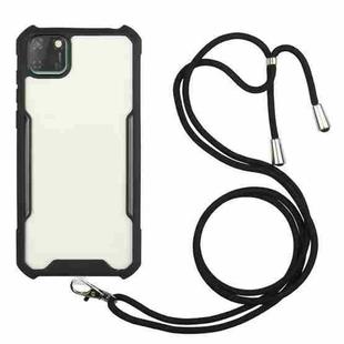 For OPPO Realme C11 Acrylic + Color TPU Shockproof Case with Neck Lanyard(Black)