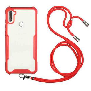 For OPPO Realme 5/5s/5i/6i/Narzo 20A/10/10A Acrylic + Color TPU Shockproof Case with Neck Lanyard(Red)