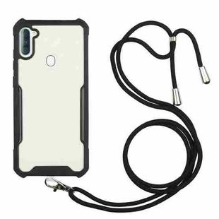 For OPPO Realme 5/5s/5i/6i/Narzo 20A/10/10A Acrylic + Color TPU Shockproof Case with Neck Lanyard(Black)