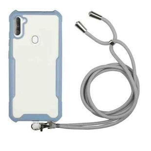 For OPPO Realme 5/5s/5i/6i/Narzo 20A/10/10A Acrylic + Color TPU Shockproof Case with Neck Lanyard(Milk Grey)