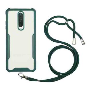 For Xiaomi Redmi K30 / Poco X2 Acrylic + Color TPU Shockproof Case with Neck Lanyard(Dark Green)