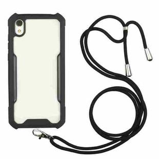 For Xiaomi Redmi Note 7A Acrylic + Color TPU Shockproof Case with Neck Lanyard(Black)