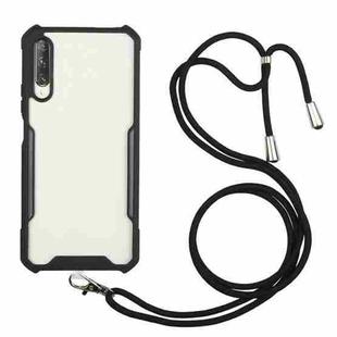 For Xiaomi Redmi 9A Acrylic + Color TPU Shockproof Case with Neck Lanyard(Black)